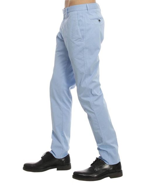 Armani Collezioni Blue Tapered Casual Pants for men