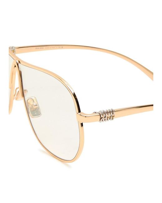 Miu Miu White Aviator-Style Optical Glasses