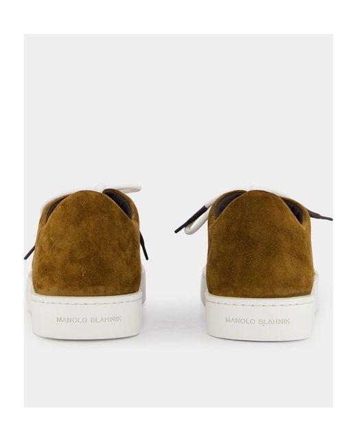 Manolo Blahnik Brown Lace-Up Low-Cut Casual Shoes for men