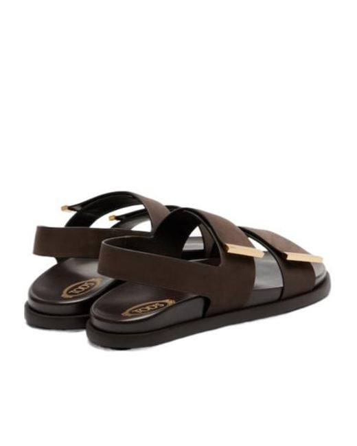 Tod's Black Two-Strap Sandals