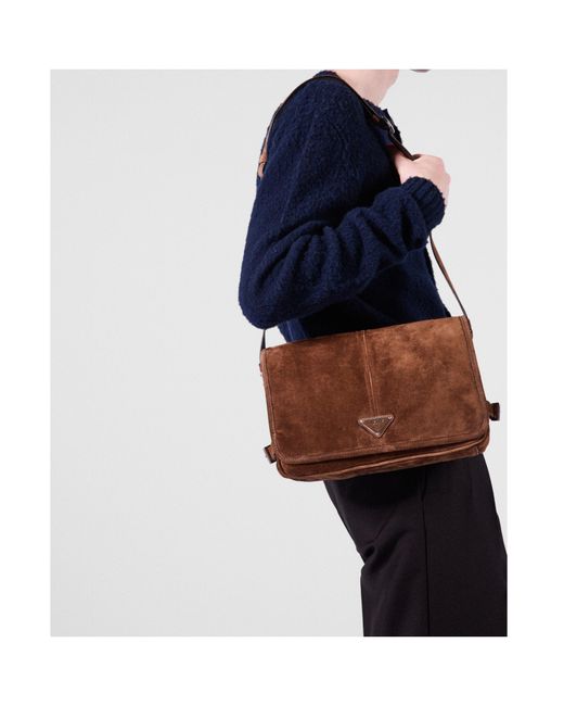Prada Blue Shetland Crewneck Cardigan for men