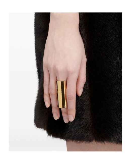 MM6 by Maison Martin Margiela Metallic Engraved Open-Band Ring