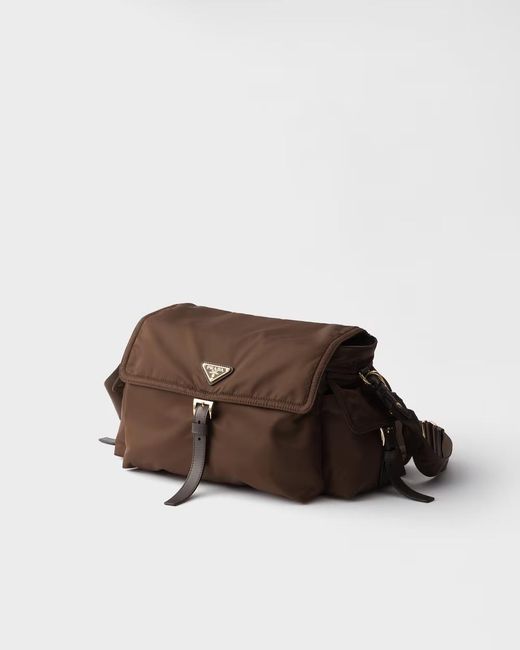 Prada Brown Explore Large Re-Nylon Shoulder Bag With Flap