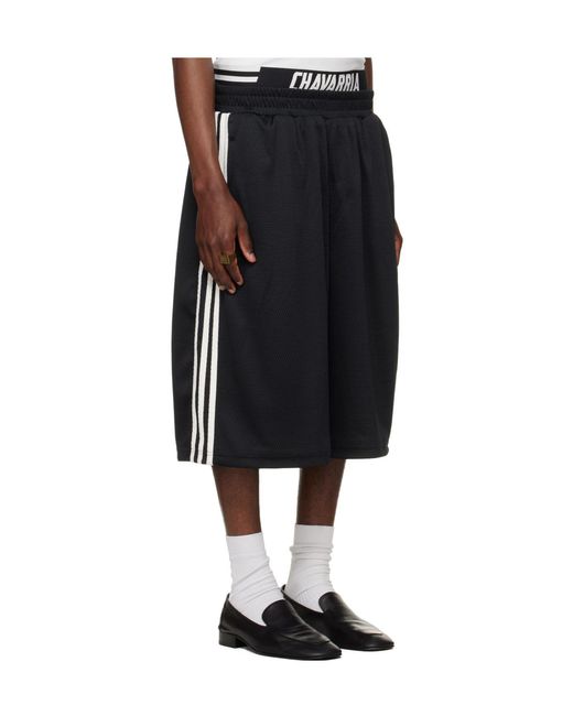 ADIDAS X WILLY CHAVARRIA Black X Adidas Originals Embroidered 3-Stripes Shorts for men