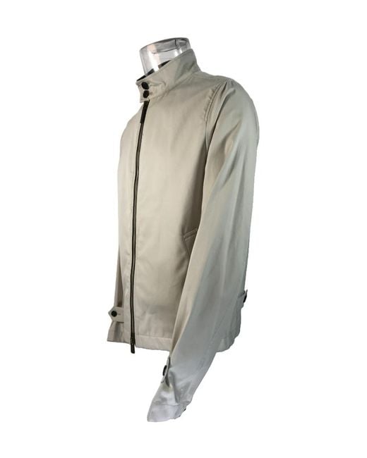 Burberry Gray Long-Sleeved Leather Jacket for men