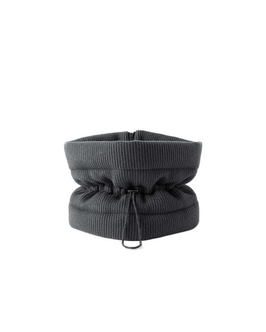 Brunello Cucinelli Black Padded Cashmere Ribbed Scarf