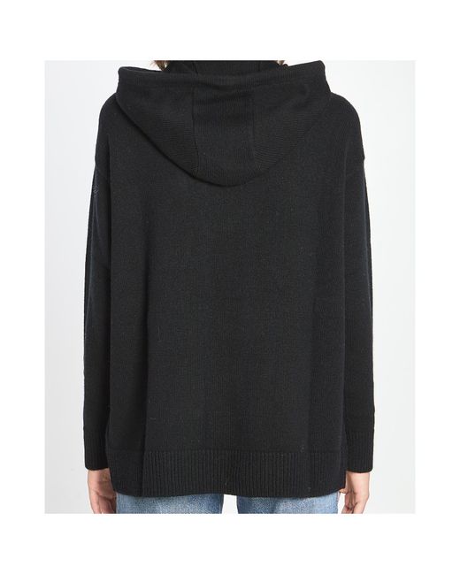 Max Mara Black Liana Drawstring Knitted Hoodie