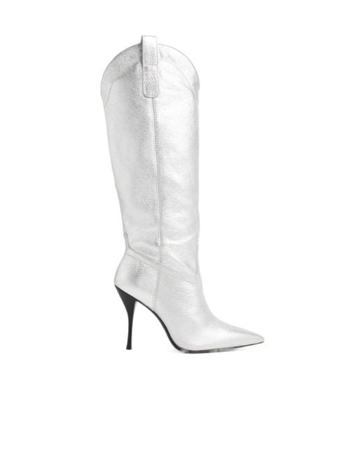Stuart Weitzman White Pointed Boots