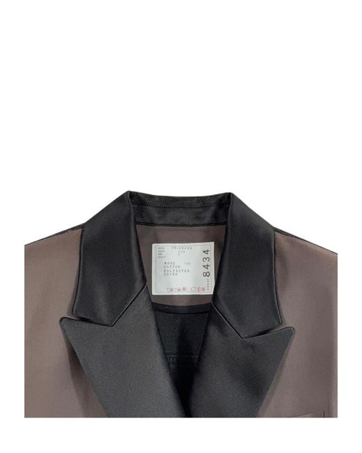Sacai Brown Double-Breasted Suit Jacket