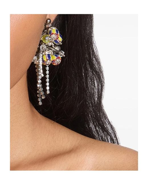 Dries Van Noten White Embellished Pin Earrings