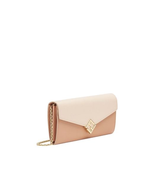 Fendi White Ff Diamonds Rectangular Chained Wallet
