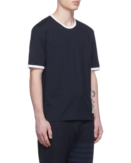 Thom Browne Blue Jersey Ringer T-Shirt for men