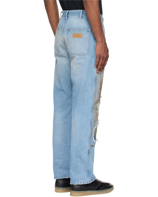 MM6 by Maison Margiela Blue Distressed Straight-Leg Jeans for men