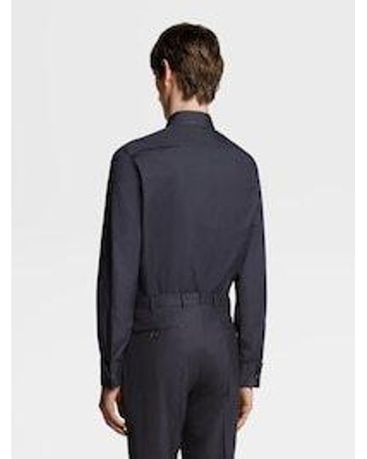 Zegna Blue Trofeo Long-Sleeved Shirt for men