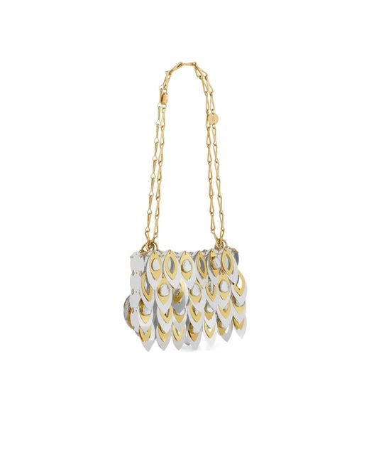 Rabanne Metallic Sparkle Leaves Nano Bag