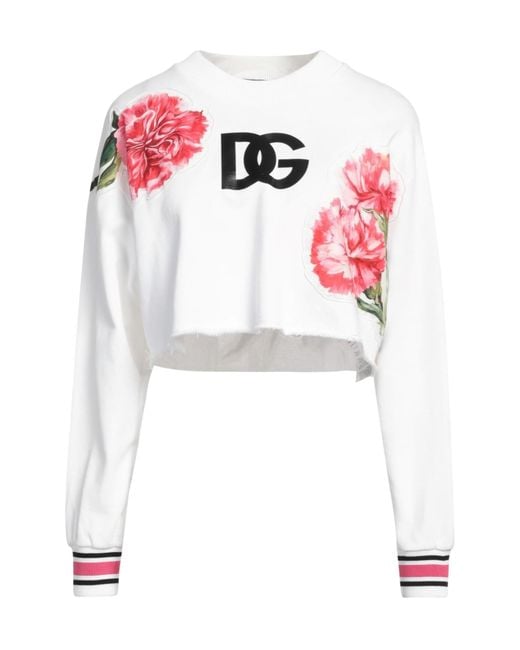 Dolce & Gabbana White Floral Long-Sleeve Sweatshirt