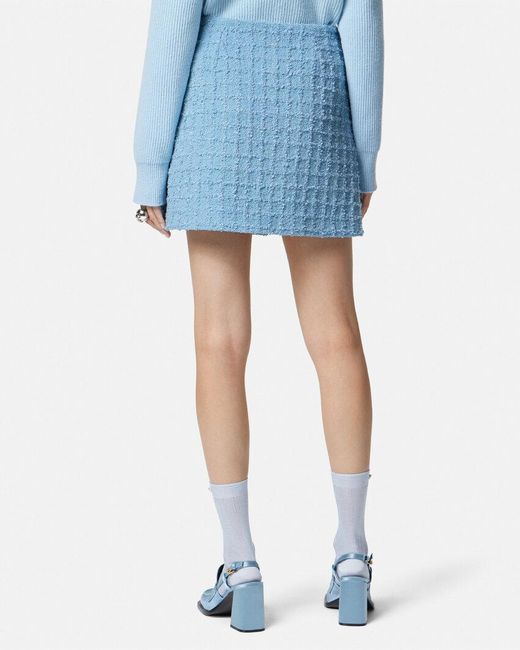 Versace Blue High-Waist Tweed Mini Skirt