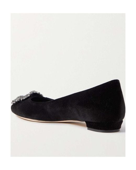 Manolo Blahnik Black Logo Flats