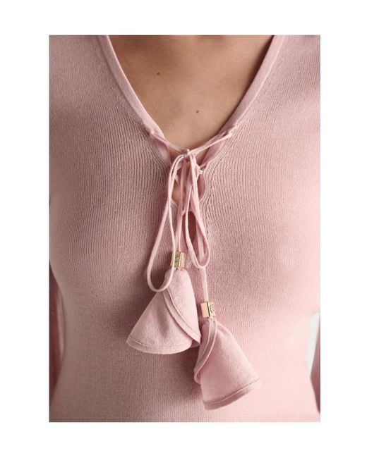 Dorothee Schumacher Pink Refined Essentials Lace-Up Flared-Sleeve Sweater