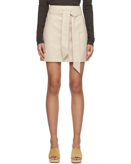 Nanushka Natural High-Waist A-Line Belted Mini Skirt