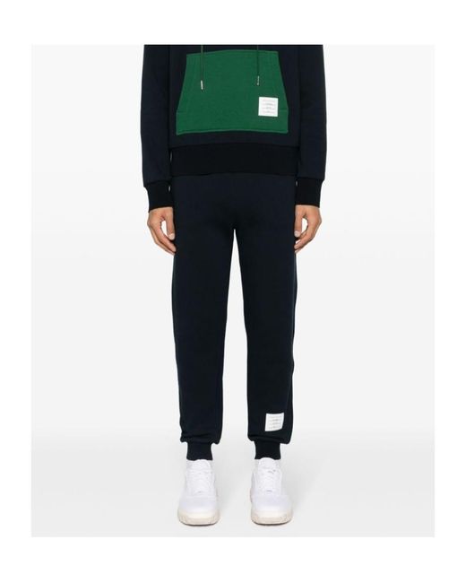 Thom Browne Black Logo Patch Drawstring Pants for men