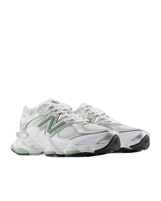 New Balance White 9060 Lace-Up Sneakers for men