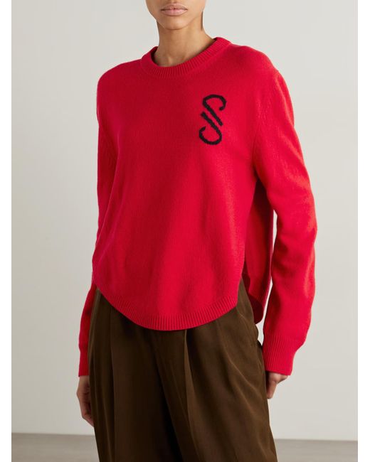 Proenza Schouler Red Intarsia Wool Sweater