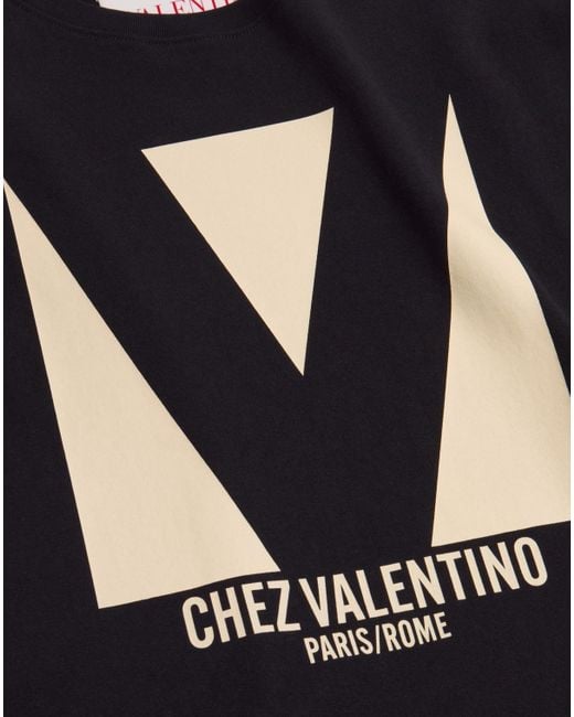Valentino Black Chez -Printed Crewneck T-Shirt for men