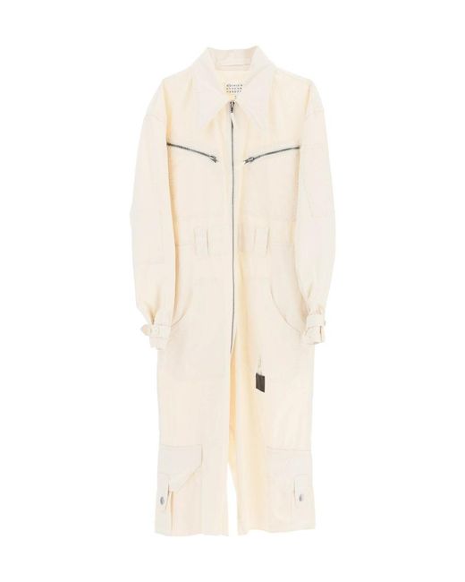 Maison Margiela Natural Pocket-Detail Knee-Length Playsuit