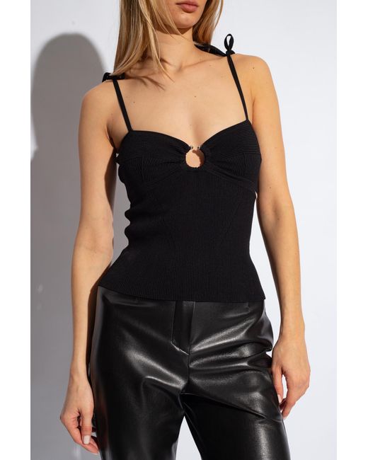 Nanushka Black Savera Ribbed Top