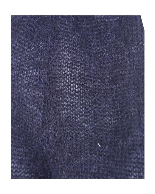 Twinset Blue Solid-Color Double-Knit Top