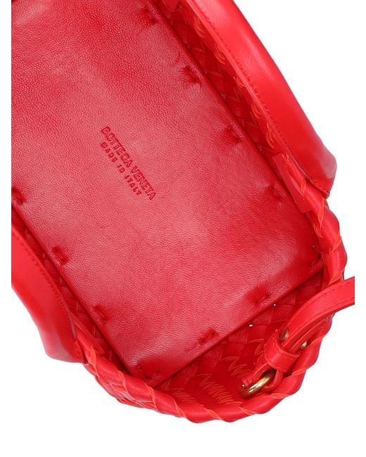 Bottega Veneta Red Mini Cabat Logo Knitted Shoulder Bag