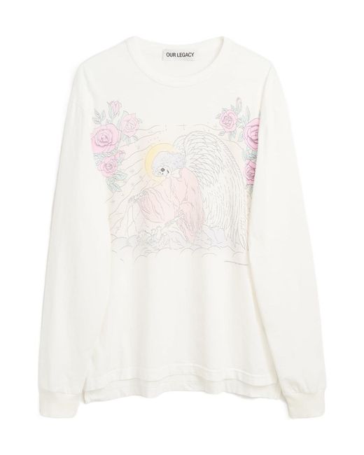 Our Legacy White Cruise Printed Long-Sleeve T-Shirt for men