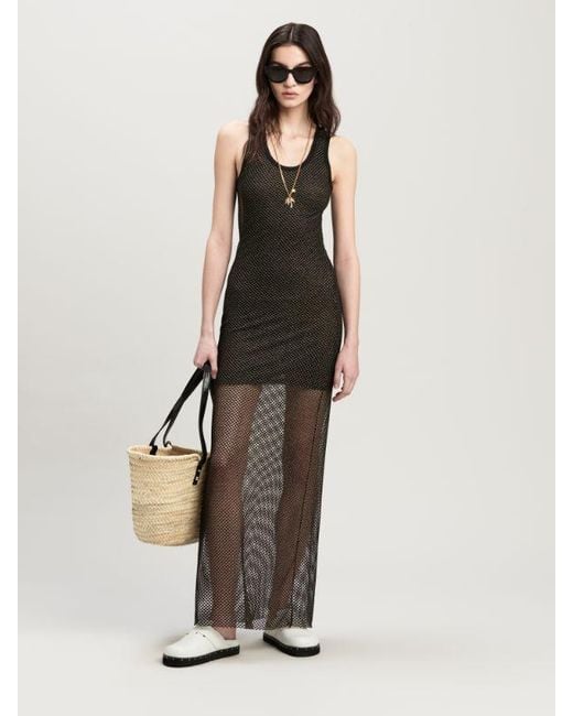 Palm Angels Gray Double Layer Mesh Dress