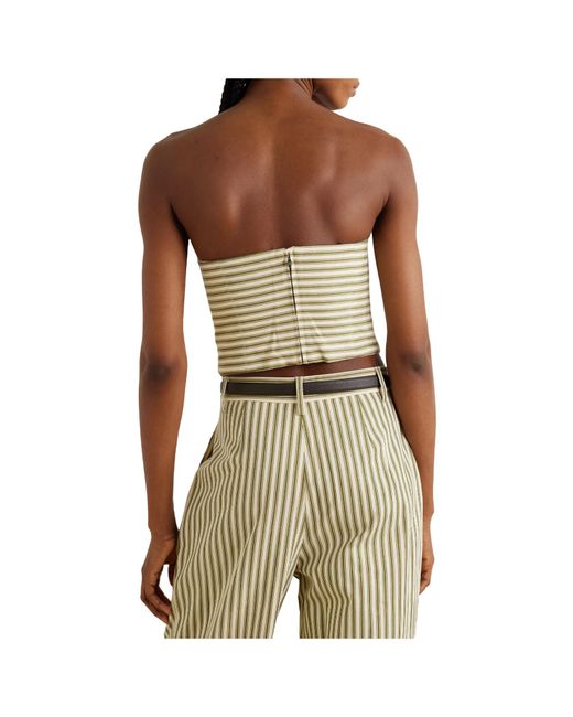 Mara Hoffman Green Striped Corset-Style Top