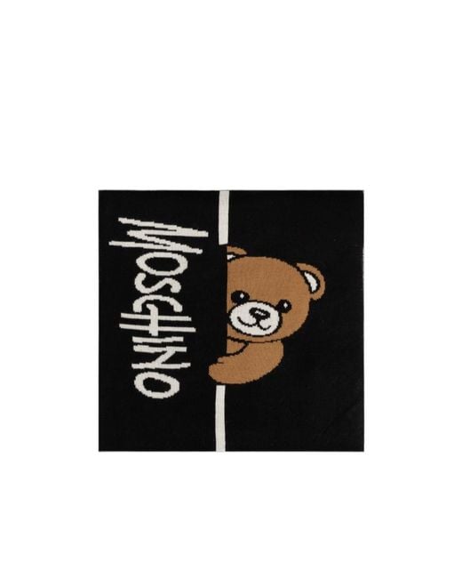 Moschino Black Teddy Bear Intarsia Scarf for men