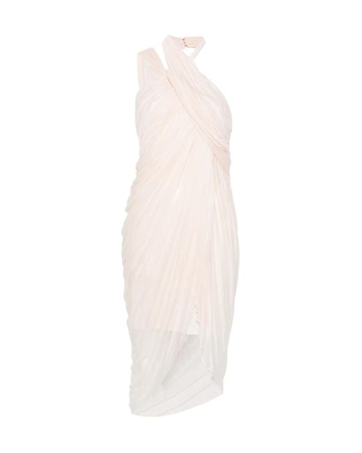 Balmain White Draped Asymmetric-Hem Mini Dress
