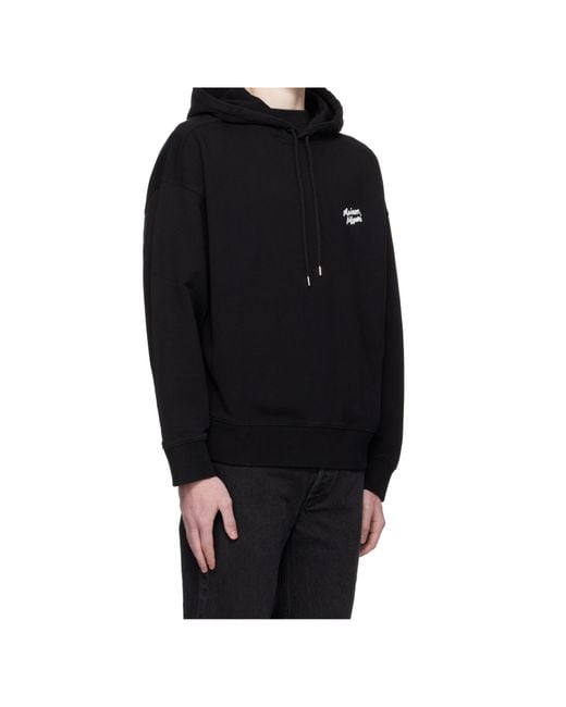 Maison Kitsuné Black Maison Kitsuné Logo Printed Drawstring Hoodie for men