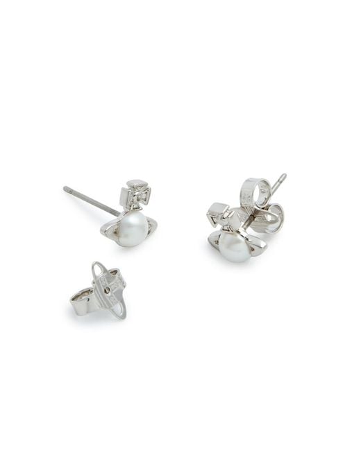 Vivienne Westwood White Balbina Orb Stud Earrings