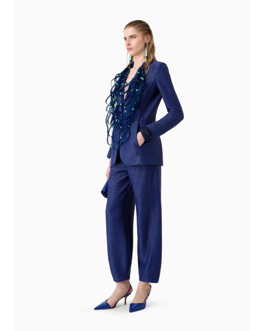 Giorgio Armani Blue Patterned-Jacquard Blazer
