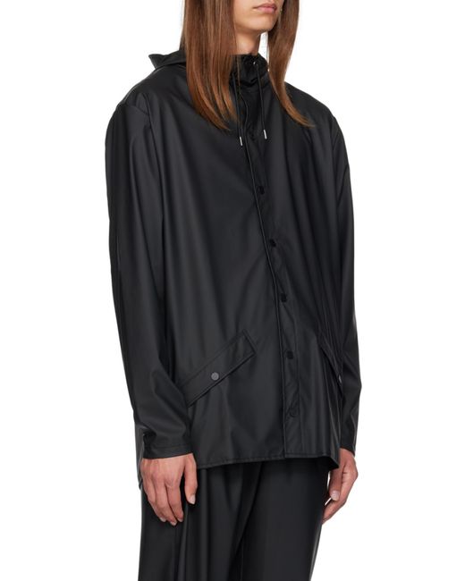 Rains Black Hooded Water-Resistant Jacket for men