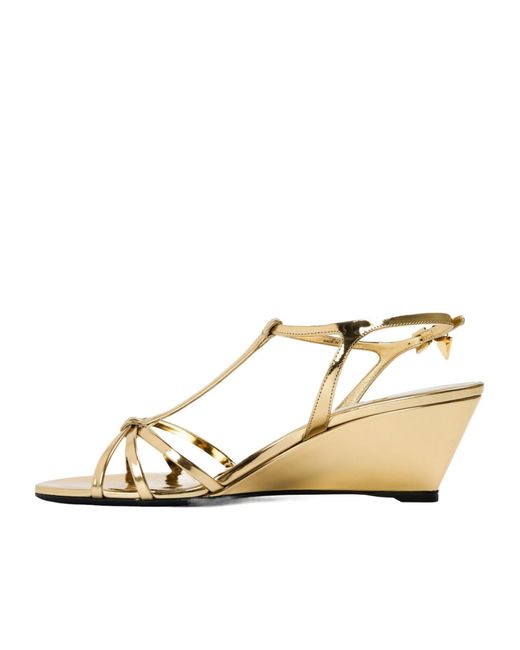 Prada Natural Golden Metallic Strappy Sandals