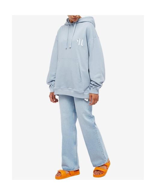 Nanushka Blue Logo-Embroidered Oversize Hoodie