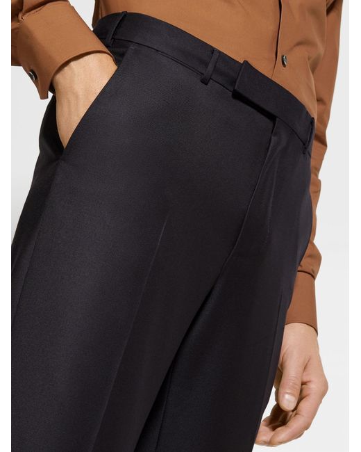 Zegna Blue Trofeo Pressed Crease Tailored Pants for men