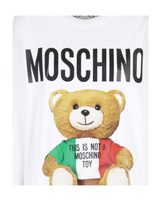 Moschino White Teddy Motif-Print Sweatshirt Dress