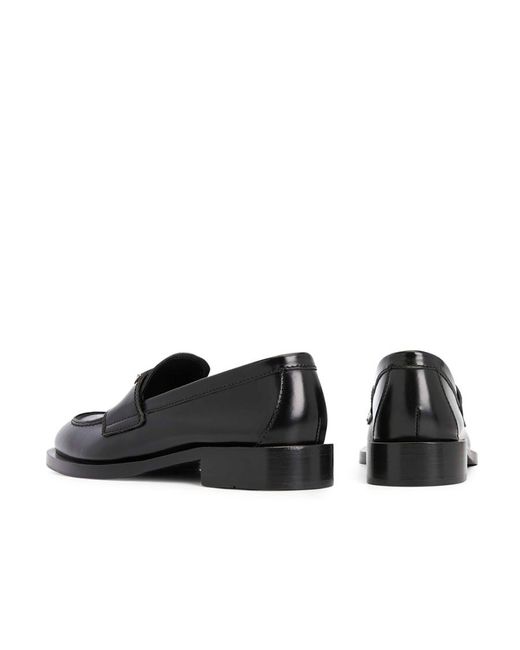Prada Black Triangle-Logo Leather Loafers