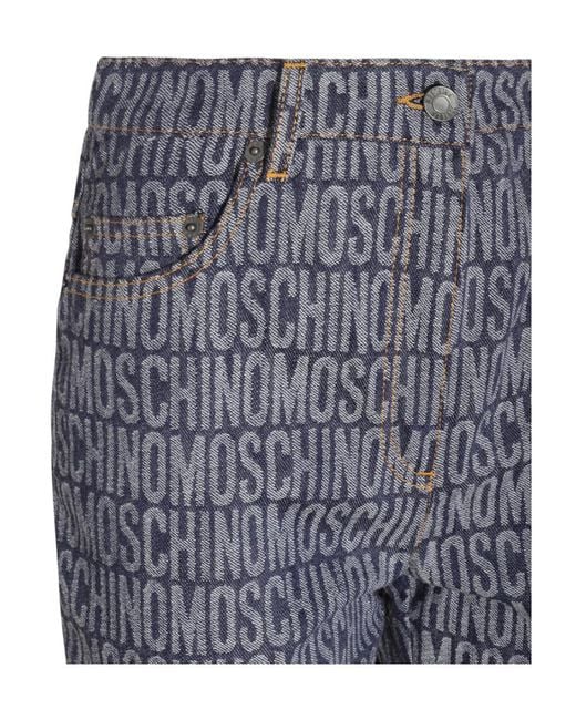 Moschino Blue Allover Logo Jeans