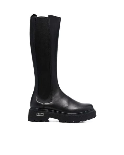 Cult Gaia Black Chunky Leather Knee-Length Boots