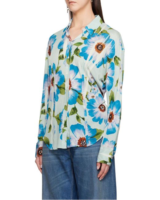 Acne Blue Floral-Print Shirt