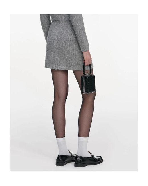 Self-Portrait Gray Embellished Knitted Mini Skirt